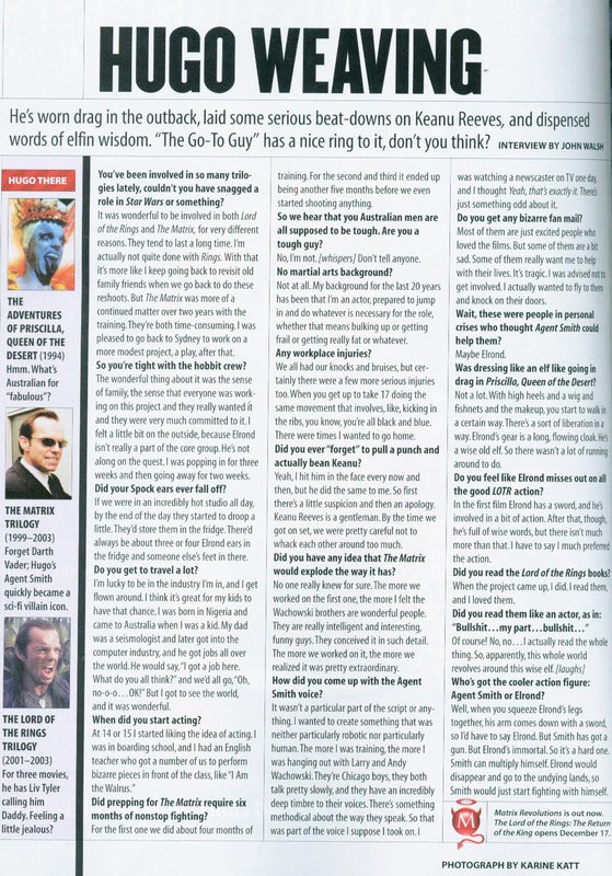 Maxim Magazine's Hugo Weaving Interview - 559x800, 162kB