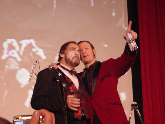 JRD and Cliff on stage at the One Party - 640x480, 36kB