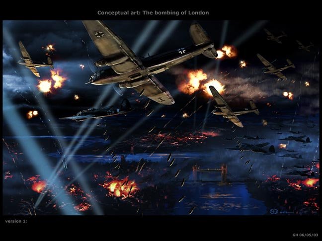 Narnia Concept Art - The Bombing of London - 648x486, 52kB
