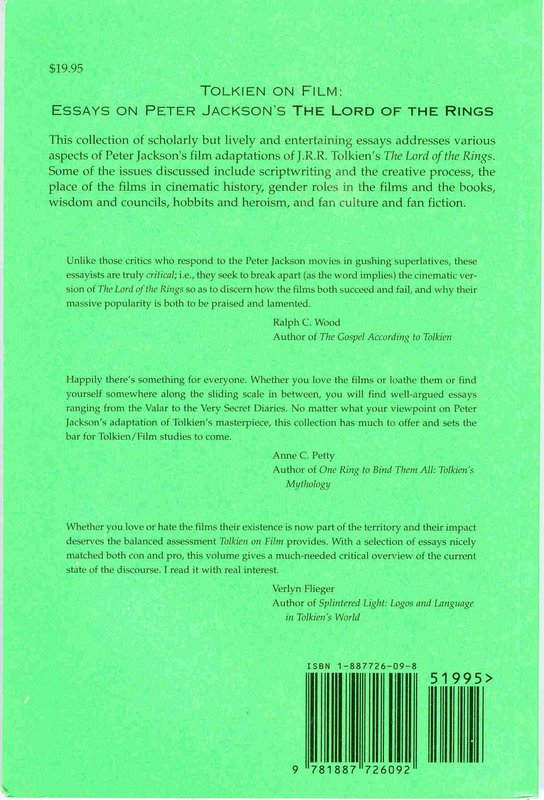 Tolkien on Film: Essays on Peter Jackson's the Lord of the Rings - 544x800, 99kB