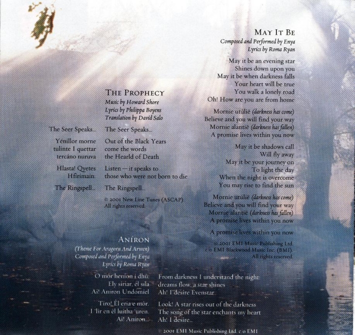 'The Prophecy' and 'May it Be' Lyrics - 700x660, 386kB