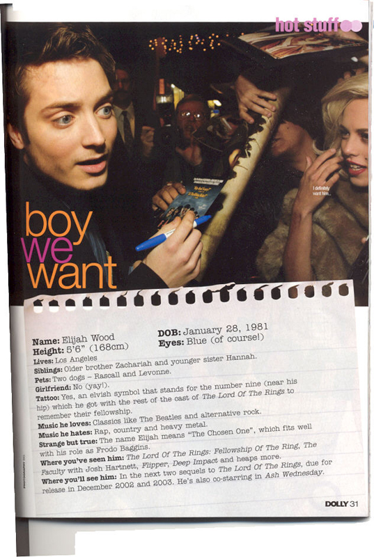 Media Watch: Elijah Wood in Dolly Magazine - 537x800, 327kB