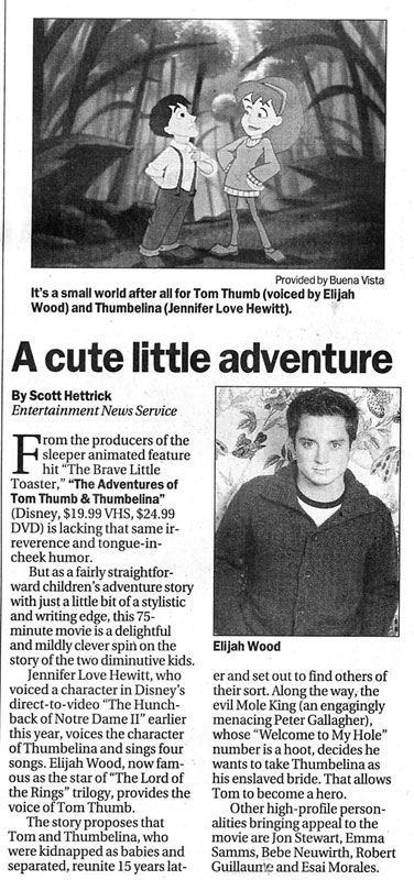 Elijah Wood 'Tom Thumb' Article in Variety - 376x800, 106kB
