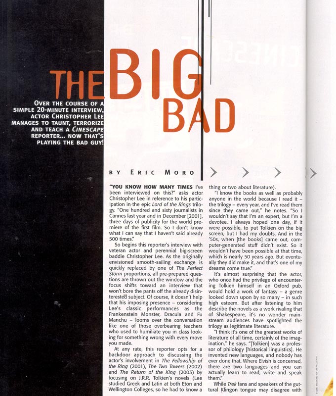 Cinescape Magazine talks to Christopher Lee - 680x800, 127kB