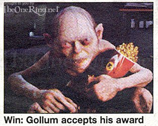 Gollum Accepts His MTV Movie Award - 313x249, 29kB
