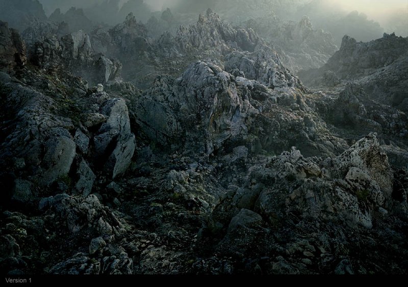 Lonely Mountains Matte Painting - 800x564, 117kB
