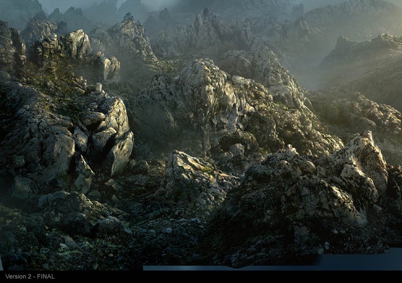 Lonely Mountains Matte Painting - 800x564, 124kB