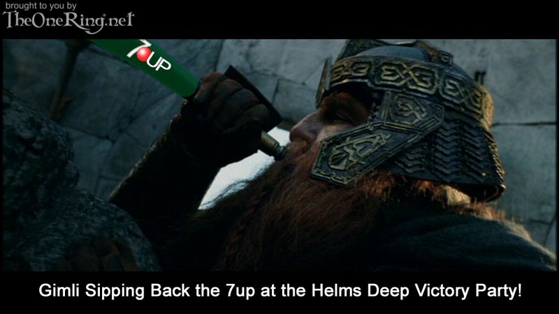 7-Up in Middle-earth - Gimli Takes a Swig! - 800x450, 52kB