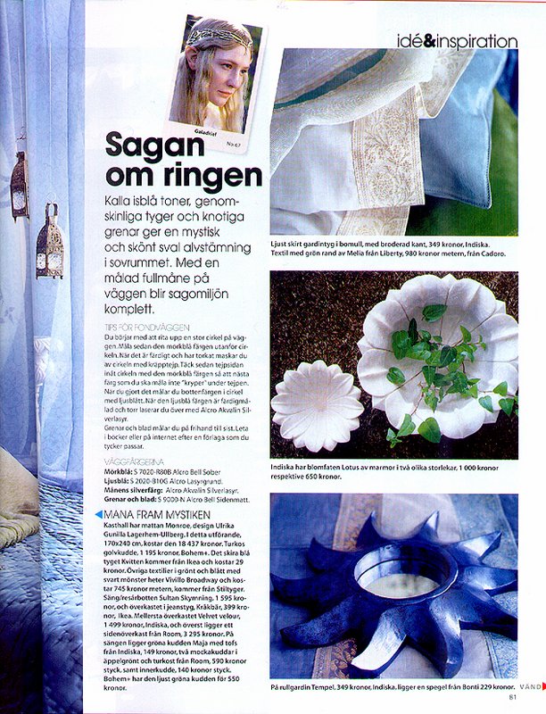 Media Watch: Swedish Interior Design Magazine "ntligen Hemma" Talks LOTR Decorating - 612x800, 161kB